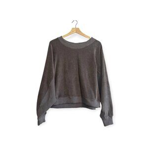 Suzie Kondi Dulia Velour Dolman Top Steel Gray XL NWT Minimalist Lounge